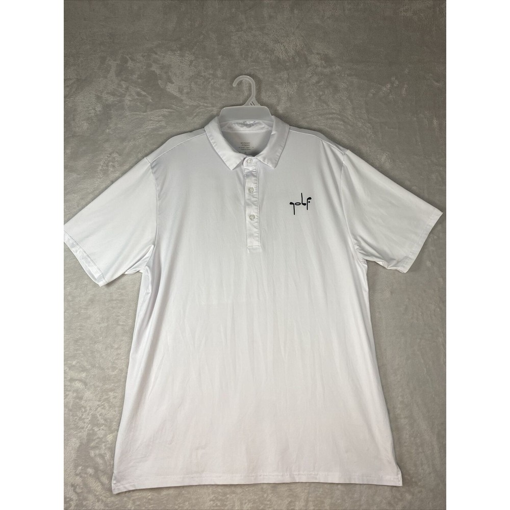 White Golf Polo‎ Shirt Men’s Large Unique Design